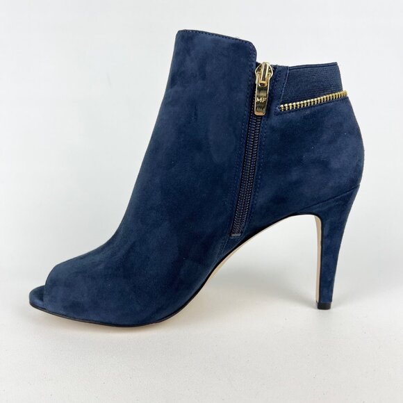 Marc Fisher Womens Serenity Peep Toe Booties Blue Suede Zip Detail size 10W Wide - Picture 8 of 16